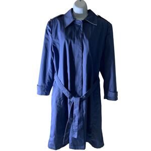 Vintage Rain Ramblers Flannel Lined Trench Coat Women Size 20 Pocket Belted Blue
